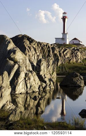Cape Forchu Lighthouse in Nova Scotia in Canada