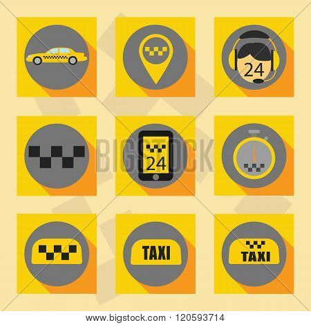 Flat Icons Set Taxi