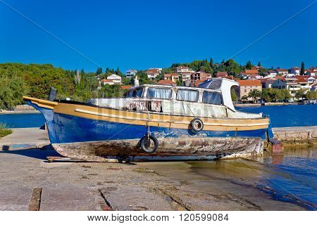 Old Rusty Boat On Ugljan Island Coast