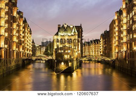 Wasserschloss In The Speicherstadt In Hamburg In Germany