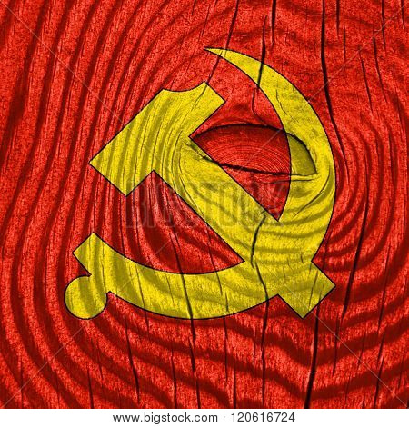 Communist sign with red and yellow colors