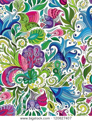 Abstract seamless ornamental pattern. Indian hand drawing background. Vector stock illustration