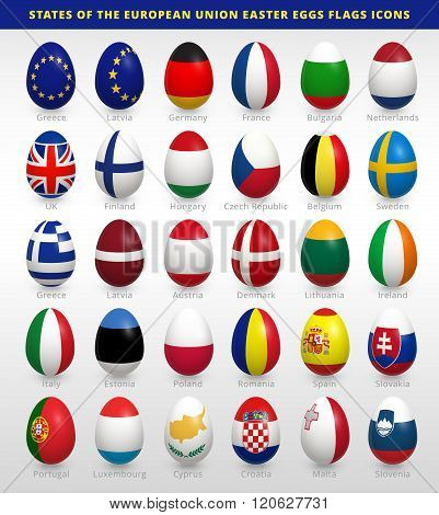 Easter eggs set with EU flags