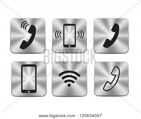Metallic Steel Communication Icons