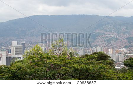 Amazing panorama of modern South American city Medellin Colombia - second largest city in Colombia