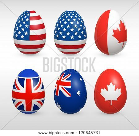 Easter Eggs States Colors Flags Set