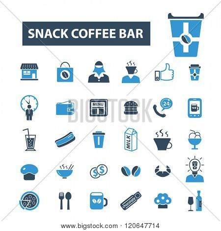 snack coffee bar icons
