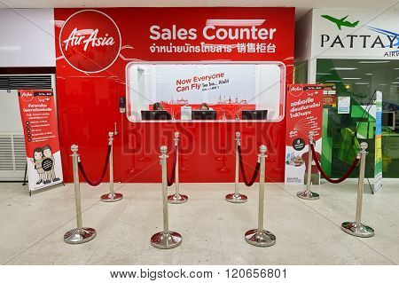 PATTAYA, THAILAND - FEBRUARY 26, 2016: inside of U-Tapao International Airport. U-Tapao Rayong-Pattaya International Airport is serving Rayong and Pattaya cities in Thailand.