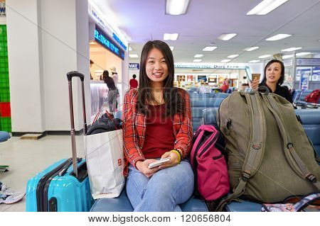 PATTAYA, THAILAND - FEBRUARY 26, 2016: inside of U-Tapao International Airport. U-Tapao Rayong-Pattaya International Airport is serving Rayong and Pattaya cities in Thailand.