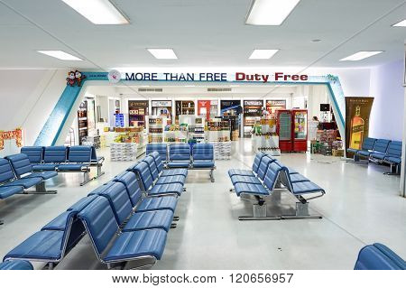 PATTAYA, THAILAND - FEBRUARY 26, 2016: inside of U-Tapao International Airport. U-Tapao Rayong-Pattaya International Airport is serving Rayong and Pattaya cities in Thailand.