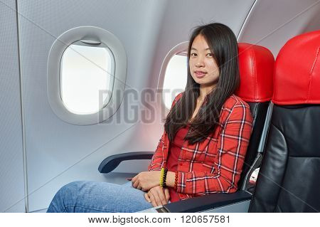 PATTAYA, THAILAND - FEBRUARY 26, 2016: inside Thai AirAsia A320. Thai AirAsia is a joint venture of Malaysian low-fare airline AirAsia and Thailand's Asia Aviation