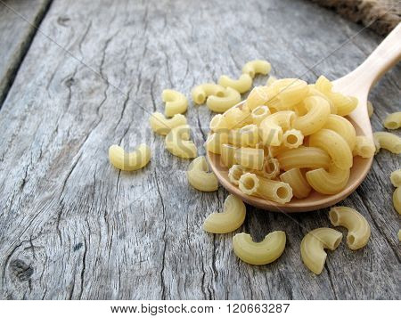 Italian Macaroni On Wooden Spoon