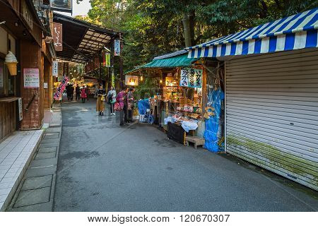 MIE JAPAN - NOVEMBER 20 2015: Oharai-machi is the old-800 meter long pilgrimage road that leads to Ise Jingu inner shrine with traditional Edo architecture style