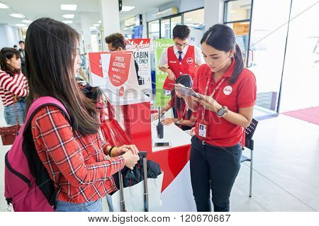 PATTAYA, THAILAND - FEBRUARY 26, 2016: inside of U-Tapao International Airport. U-Tapao Rayong-Pattaya International Airport is serving Rayong and Pattaya cities in Thailand.