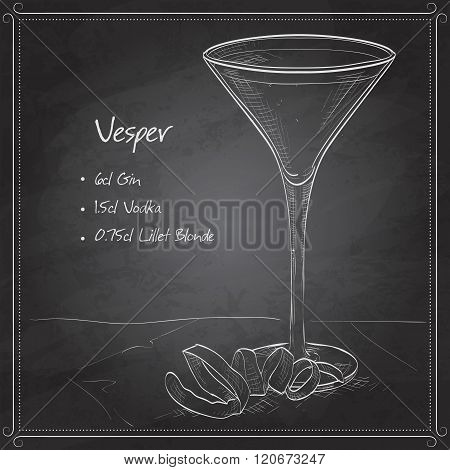 Cocktail Vesper on black board