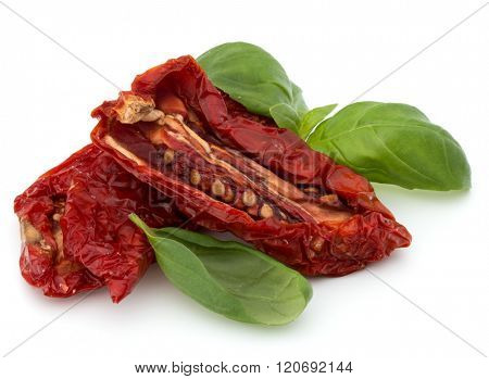 Dried tomatoes isolated on white background cutout