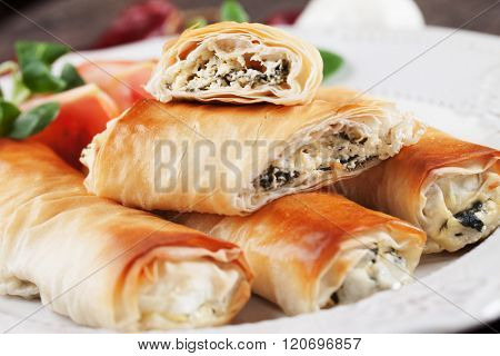 Pita zeljanica, balkans phyllo pastry pie filled with spinach and cheese