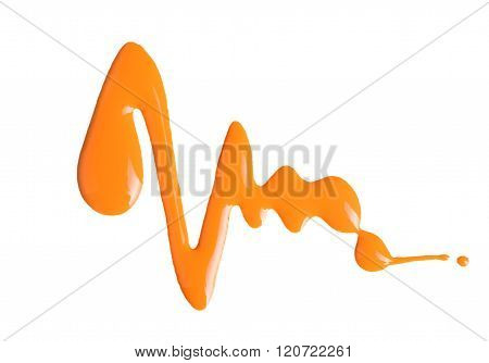 High Resolution Yellow Nail Polish Spill On White Background