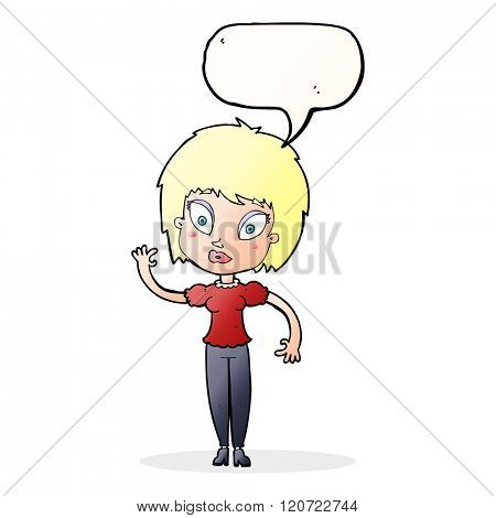cartoon pretty girl with speech bubble