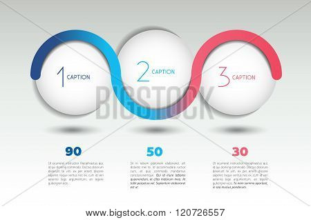 Infographic Vector Option Banner With 3 Steps. Color Spheres, Balls, Bubbles.