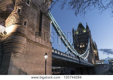 Tower Bridge London Over River Thames In The Evening