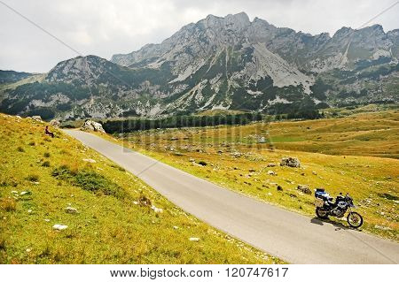 Adventure Motorcycle In Sedlo Pass