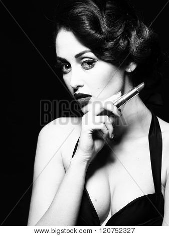 Retro Woman With Lipgloss