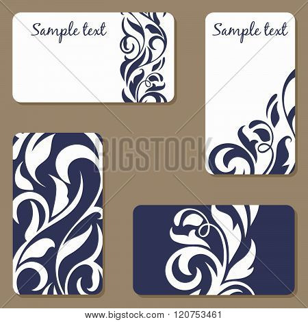 Set of business Cards. Beauty designs. Vintage invitations. Vector illustration
