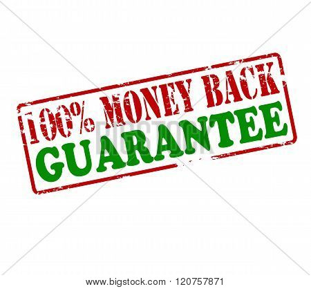 Rubber stamp with text one hundred percent money back guarantee inside vector illustration