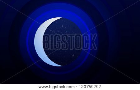 Abstract Background Is Mimicking The Telescope Staring At The Starry Sky And The Crescent.vector