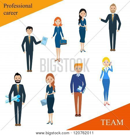 Modern business people flat lines