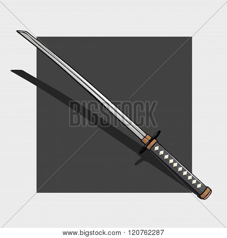 National Japanese katana weapon against a dark background