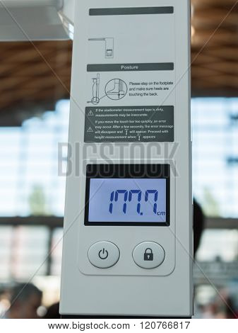 Digital Display Output Of Human Height In Modern Stadiometer