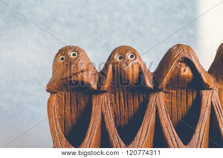 Three Monkeys Hear, See And Speak No Evil