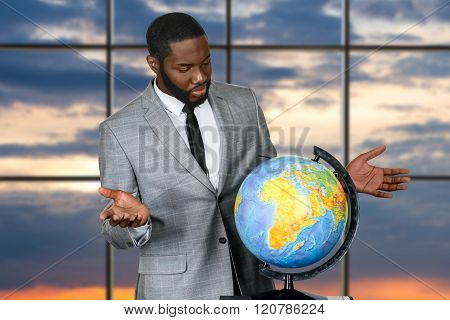Sunset in black man's office.