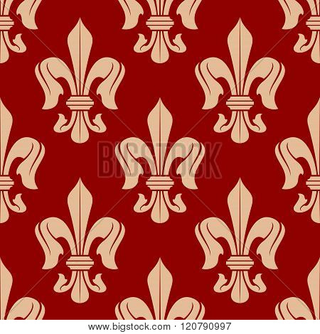 Delicate peach seamless fleur-de-lis pattern