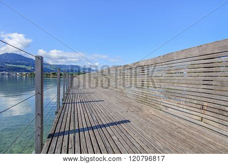Rapperswil-Hurden Bridge Over The Lake Zurich
