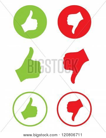 Vector 'thumbs up' and 'thumbs down' icon set