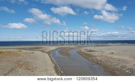 Esturies, white cloud and blue sky, free space