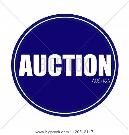 an images of AUCTION white stamp text on blue