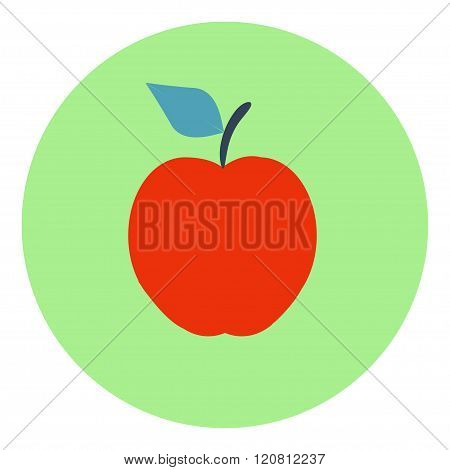 Fruit, Food, Apple Sliced, Flat Design Icon Vector.