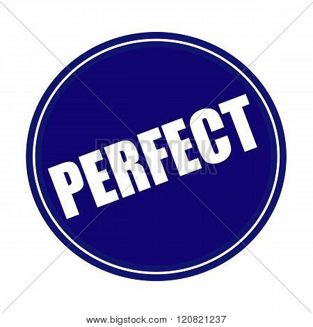 an images of Perfect white stamp text on blue