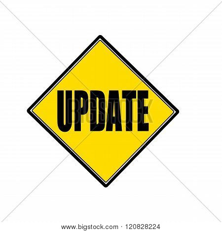 an images of Update black stamp text on yellow