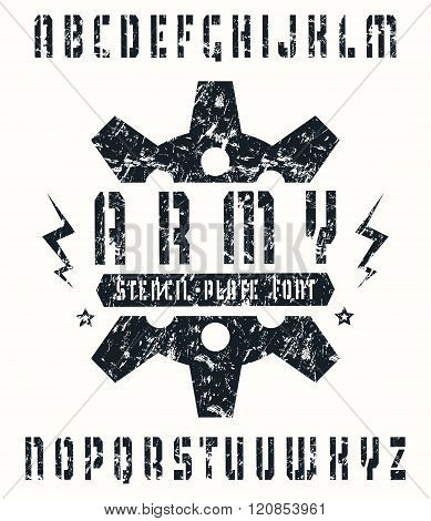Stencil-plate Sanserif Font In Military Style