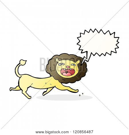 cartoon lion with speech bubble