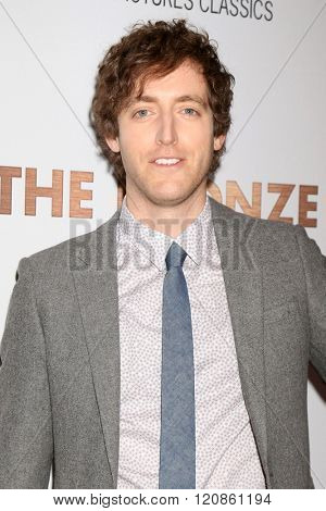 LOS ANGELES - MAR 7:  Thomas Middleditch at the The Bronze Premiere at the SilverScreen Theater at the Pacific Design Center on March 7, 2016 in Los Angeles, CA