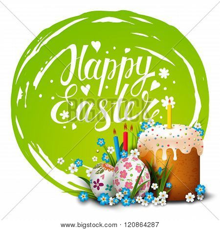 Template card with Easter colorful eggs