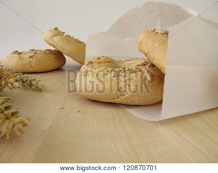 Bagels in greaseproof paper bag