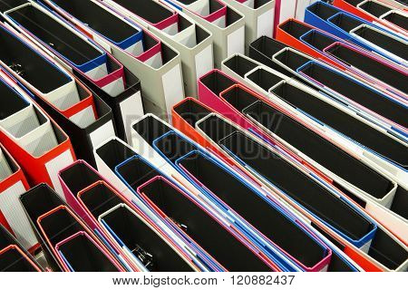 New Ring Binders. Different Colored Looseleaf Binders For Sale In A Store.