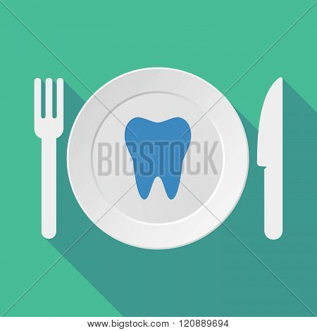 Long Shadow Tableware Illustration With A Tooth